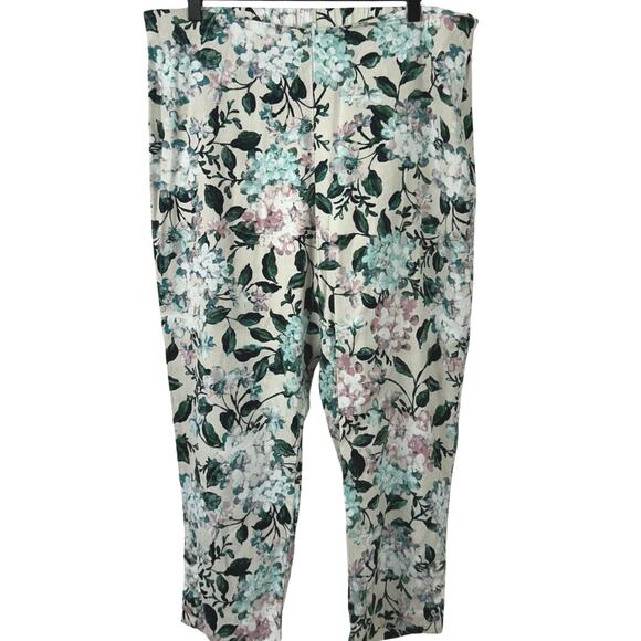 J. Jill Pants - J. Jill Women Linen Floral Pants Green Mature Summer Coastal Grandma Size Large